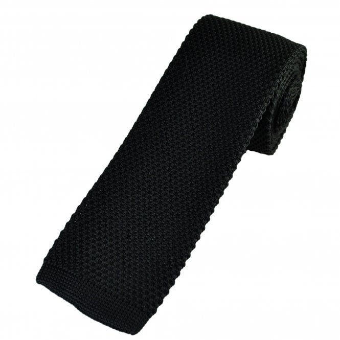Plain Black Men's Knitted Tie