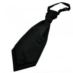 Plain Black Men's Scrunchie Ruche Wedding Cravat