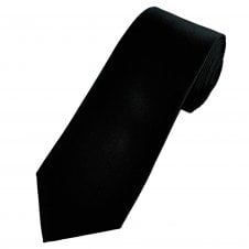 Plain Black Men's Silk Satin Tie by Lupi Romani