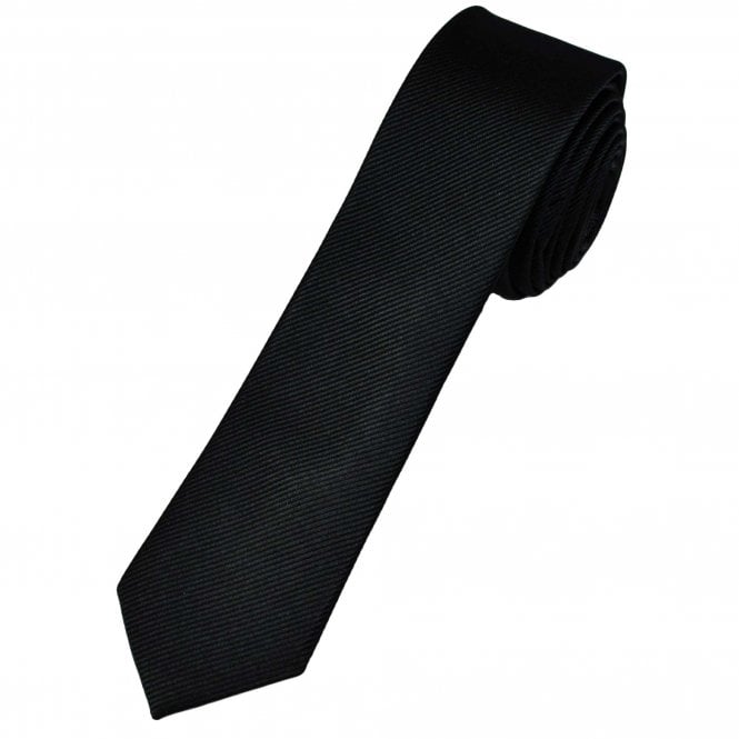 Plain Black Men's Silk Skinny Tie