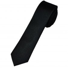 Plain Black Men's Silk Skinny Tie