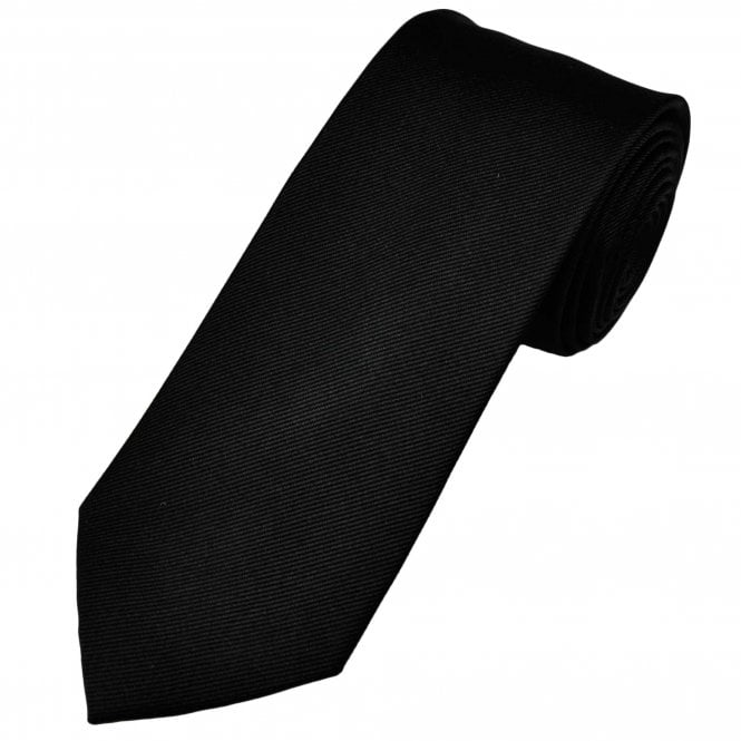 Plain Black Men's Silk Tie by Tresanti