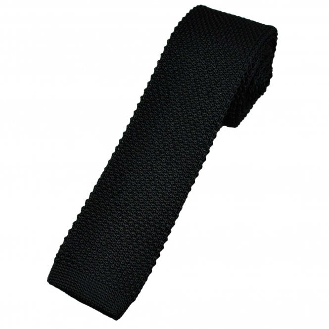 Plain Black Men's Skinny Knitted Tie