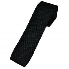 Plain Black Men's Skinny Knitted Tie
