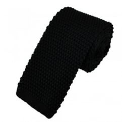 Plain Black Narrow Knitted Tie