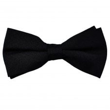 Plain Black Oxford Textured Ready Tied Men's 100% Silk Bow Tie
