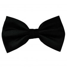 Plain Black Ready Tied Men's 100% Silk Bow Tie