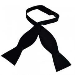 Plain Black Ribbed Self Tie Silk Bow Tie