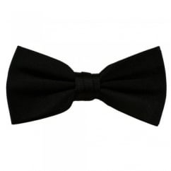 Plain Black Ribbed Silk Bow Tie