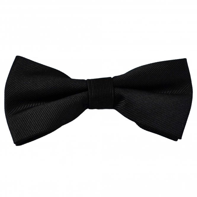 Plain Black Satin Ready Tied Men's 100% Silk Bow Tie