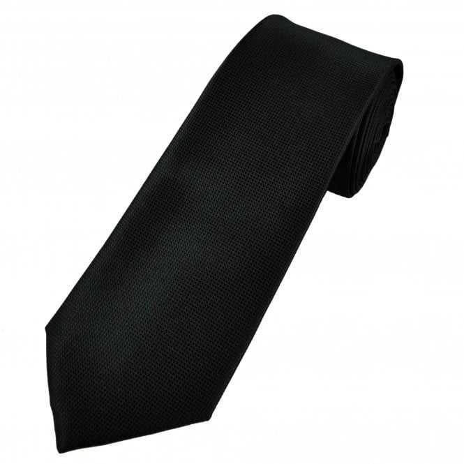 Plain Black Self Patterned Men's Extra Long Tie