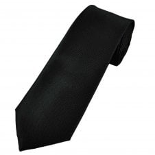 Plain Black Self Patterned Men's Extra Long Tie