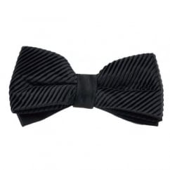Plain Black Silk Pleated Bow Tie
