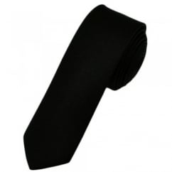 Plain Black Silk Skinny Tie