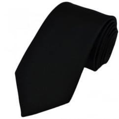 Plain Black Silk Tie