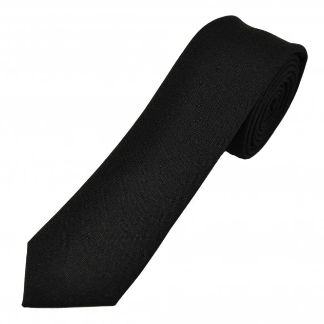Plain Black Solid Colour Men's Skinny Tie