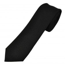 Plain Black Solid Colour Men's Skinny Tie