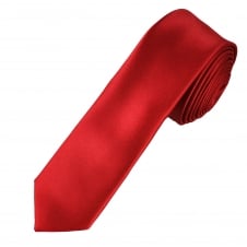 Plain Blood Red Boys Skinny Tie