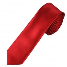 Plain Blood Red Skinny Tie