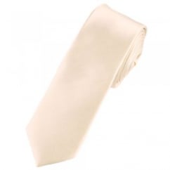 Plain Blush Ivory Boys Skinny Tie