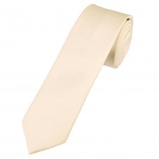 Plain Blush Ivory Ribbed Men's Skinny Tie