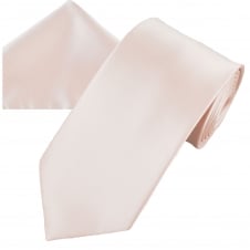 Plain Blush Men's Satin Tie & Pocket Square Handkerchief Set