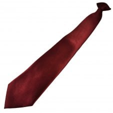 Plain Bordeaux Wine Red Clip On Tie