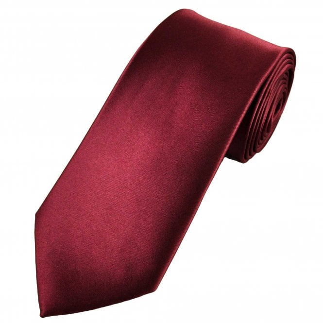 Plain Bordeaux Wine Red Men's Extra Long Tie
