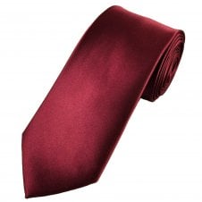 Plain Bordeaux Wine Red Men's Extra Long Tie