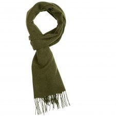 Plain Bottle Green Men's Long Wool Scarf