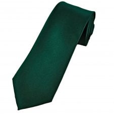 Plain Bottle Green Men's Satin Tie - End of Line Stock