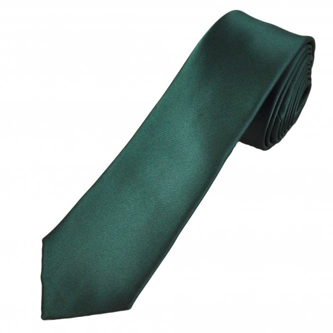 Plain Bottle Green Men's Skinny Tie - End of Line Stock