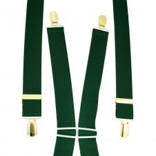Plain Bottle Green Men's Trouser Braces - Gold Clips