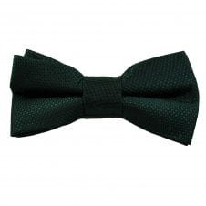 Plain Bottle Green Textured Boys Bow Tie