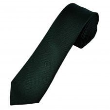 Plain Bottle Green Textured Boys Skinny Tie