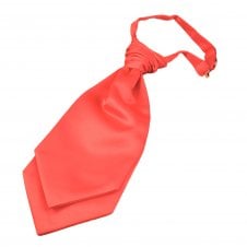 Plain Bright Coral Pink Boys Scrunchie Ruche Wedding Cravat