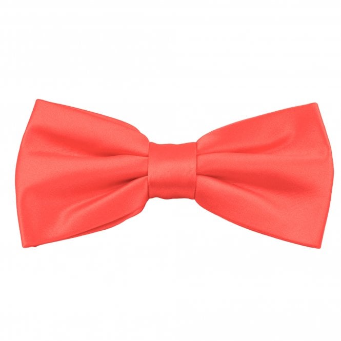 Plain Bright Coral Pink Men's Bow Tie