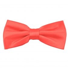 Plain Bright Coral Pink Men's Bow Tie