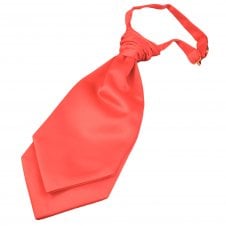 Plain Bright Coral Pink Men's Scrunchie Wedding Cravat
