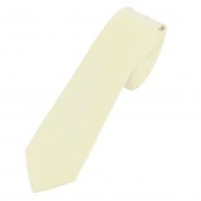 Plain Bright Cream Boys Skinny Tie