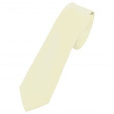 Plain Bright Cream Men's Satin Skinny Tie