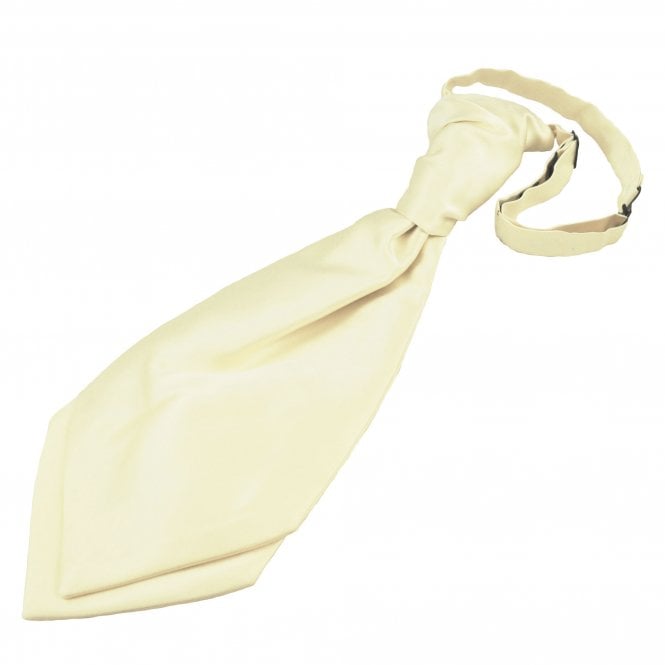 Plain Bright Cream Men's Scrunchie Ruche Wedding Cravat