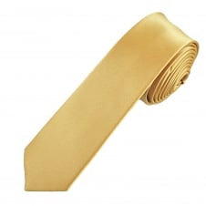 Plain Bright Gold Boys Skinny Tie