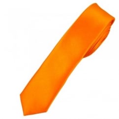 Plain Bright Orange Super Skinny Tie