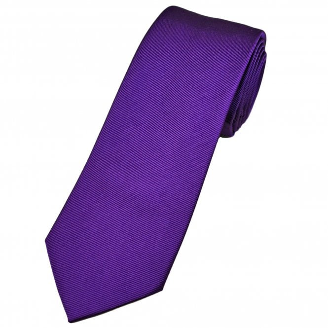 Plain Bright Purple Rib Textured Men's Luxury Silk Tie by Lupi Romani