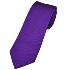 Plain Bright Purple Rib Textured Men's Luxury Silk Tie by Lupi Romani