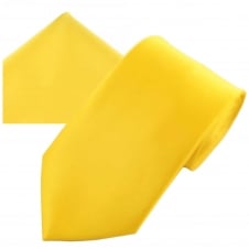 Plain Bright Yellow Men's Satin Tie & Pocket Square Handkerchief Set