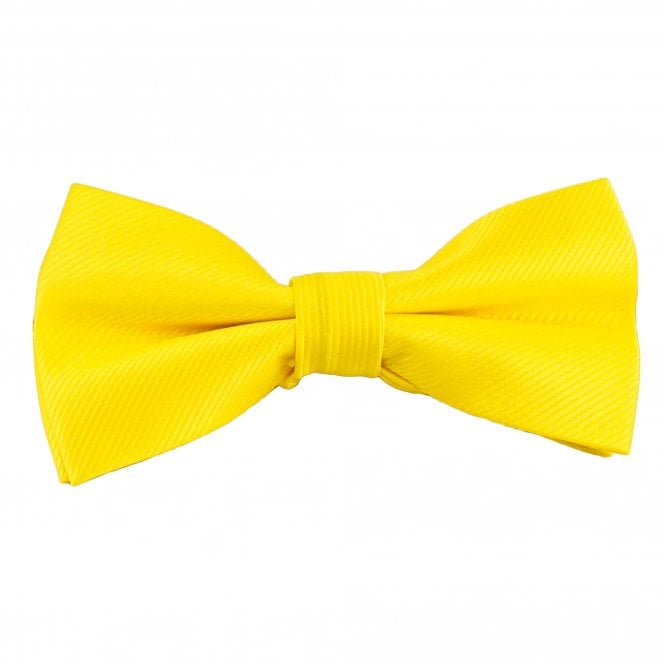 Plain Bright Yellow Ribbed Boys Bow Tie