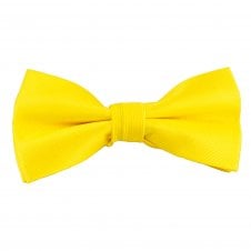 Plain Bright Yellow Ribbed Boys Bow Tie