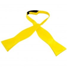 Plain Bright Yellow Ribbed Men's Self Tie Bow Tie